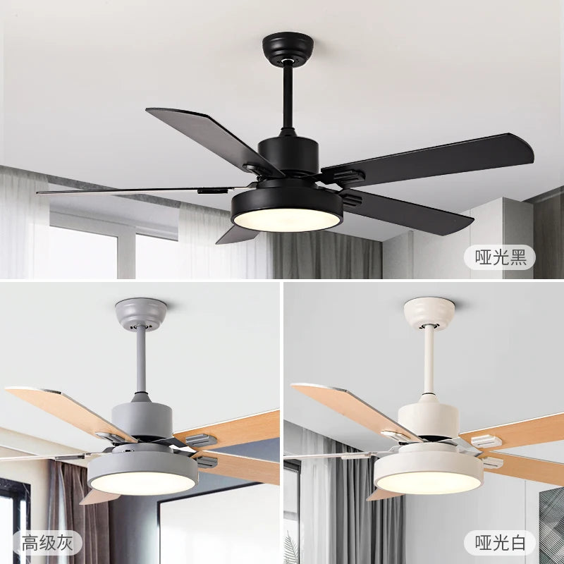 The Latest Upgraded 42/48/56inch Five Leaf Nordic Style Silent Remote Control Efficient Energy-saving LED Ceiling Fan with Light