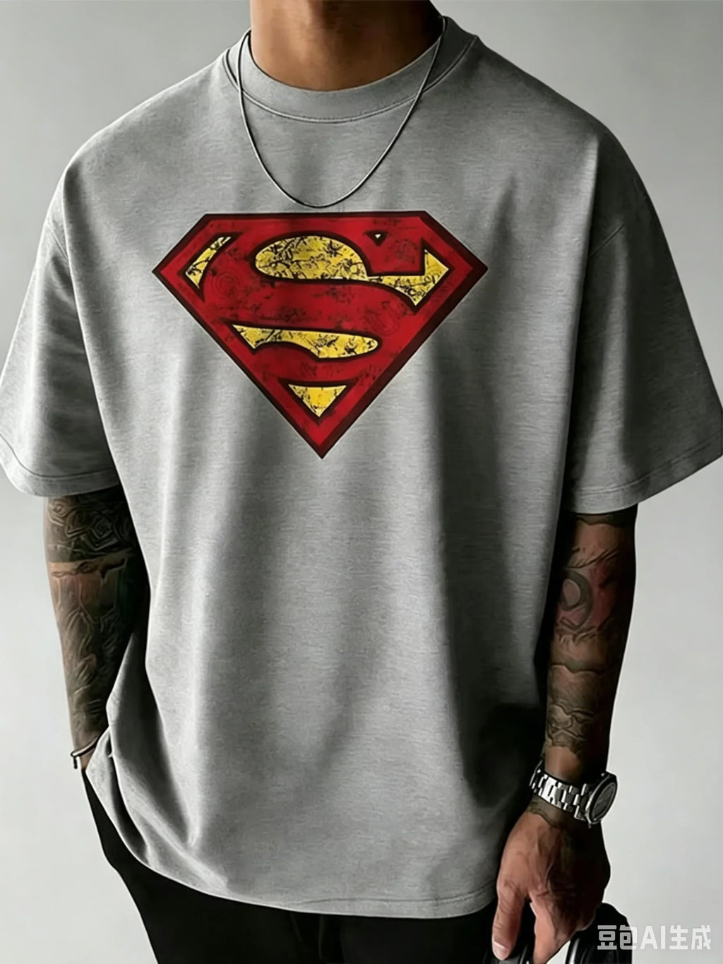2026 Summer Hot Selling Fashion Limited Edition New Superman T-shirt Hip Hop Street Cotton Round Neck Sports T-shirt Large