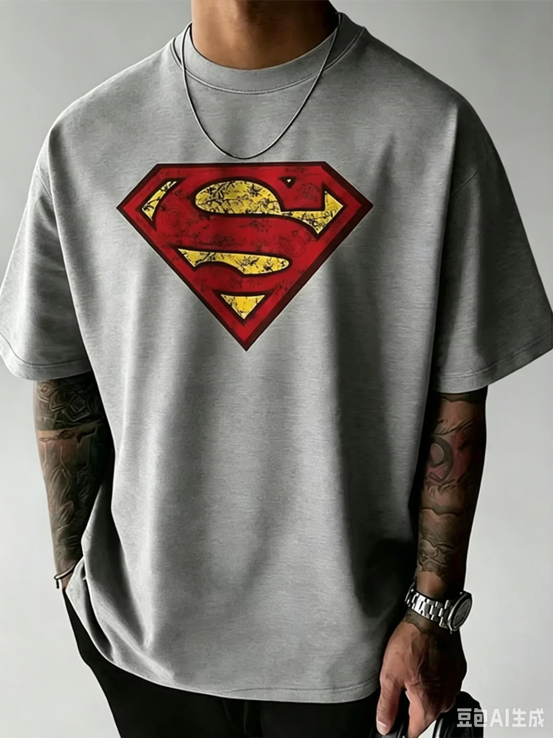 2026 Summer Hot Selling Fashion Limited Edition New Superman T-shirt Hip Hop Street Cotton Round Neck Sports T-shirt Large