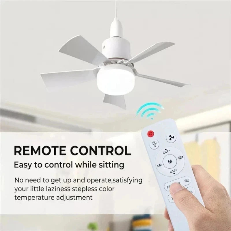 E27 AC85V-265V LED Ceiling Fan Light with Remote Control E27 Base 3 Color Dimmable Timer for Bedroom and Kitchen Fan Lights
