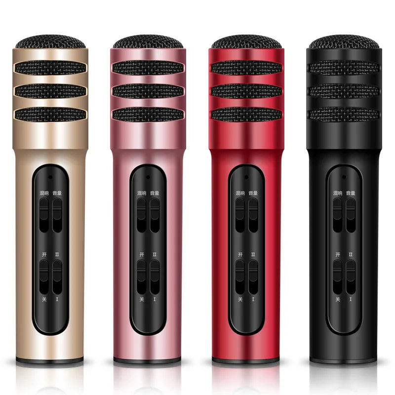 Hot Selling Handhold Professional USB Condenser Microphone Dual Mobile Phone Karaoke Live Singing MIC Built-in Sound Card