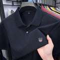 Men's Summer Luxury 100% Cotton Polo Shirt, Lapel Print Short Sleeve T-shirt, Breathable Business Casual Menswear