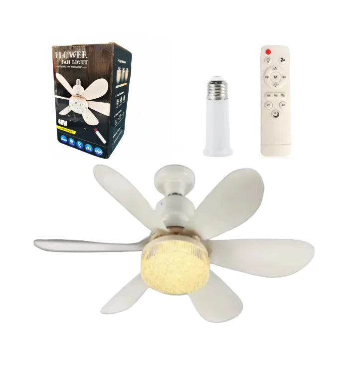E27 AC85V-265V LED Ceiling Fan Light with Remote Control E27 Base 3 Color Dimmable Timer for Bedroom and Kitchen Fan Lights