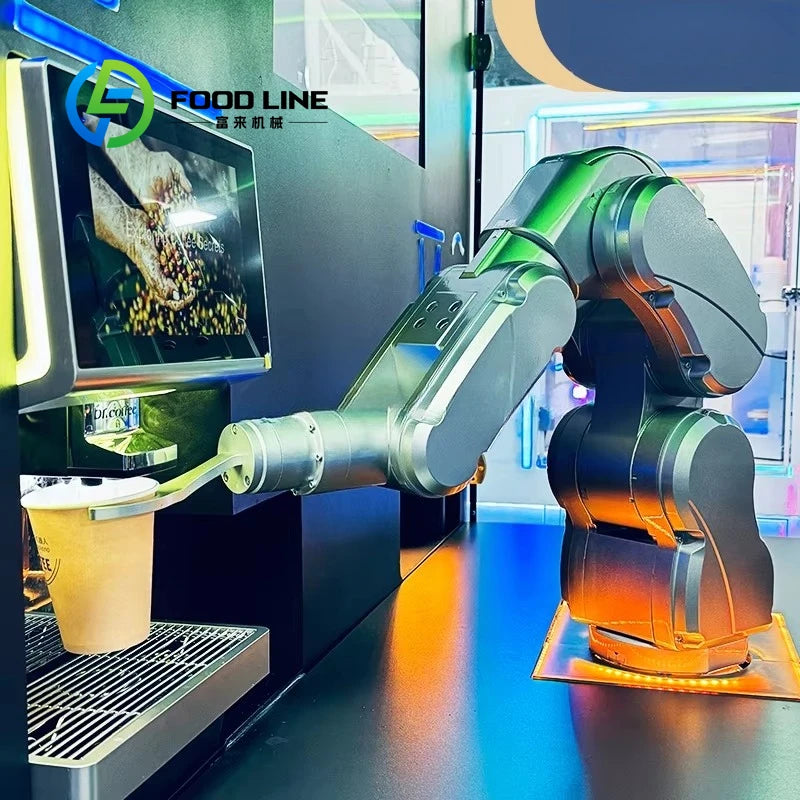 Custom Fresh Ground Coffee Bean Healthy Automatic Robot Coffee Vending Machine Credit Card Payment Metal Construction  Function