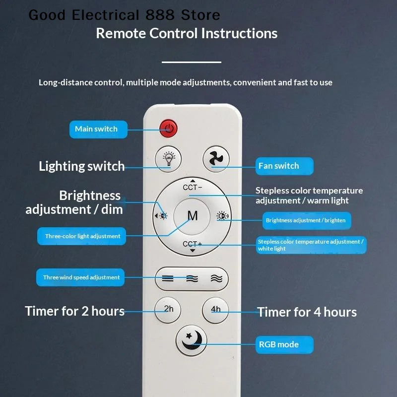 【GE】1Pcs Universal Basic Remote Controller For Living Room Ceiling Fans With Light And Sleep Mode, Speed Control DIY Accessories