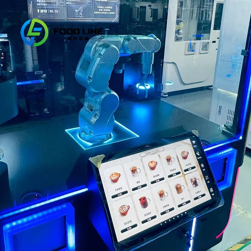 Custom Fresh Ground Coffee Bean Healthy Automatic Robot Coffee Vending Machine Credit Card Payment Metal Construction  Function
