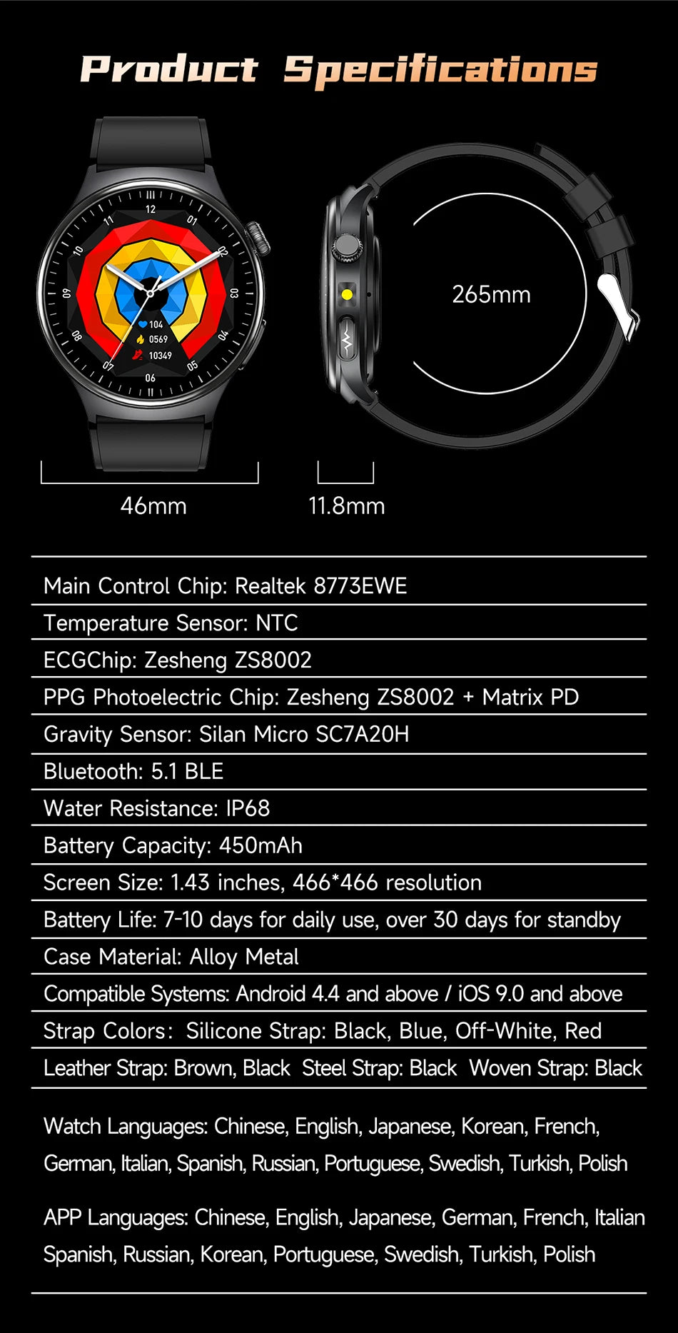 2026 Fashion New Expert level Health Smart Watch Men ECG+PPG Laser Monitor Uric Acid Blood Fat Blood Pressure HD Call Smartwatch