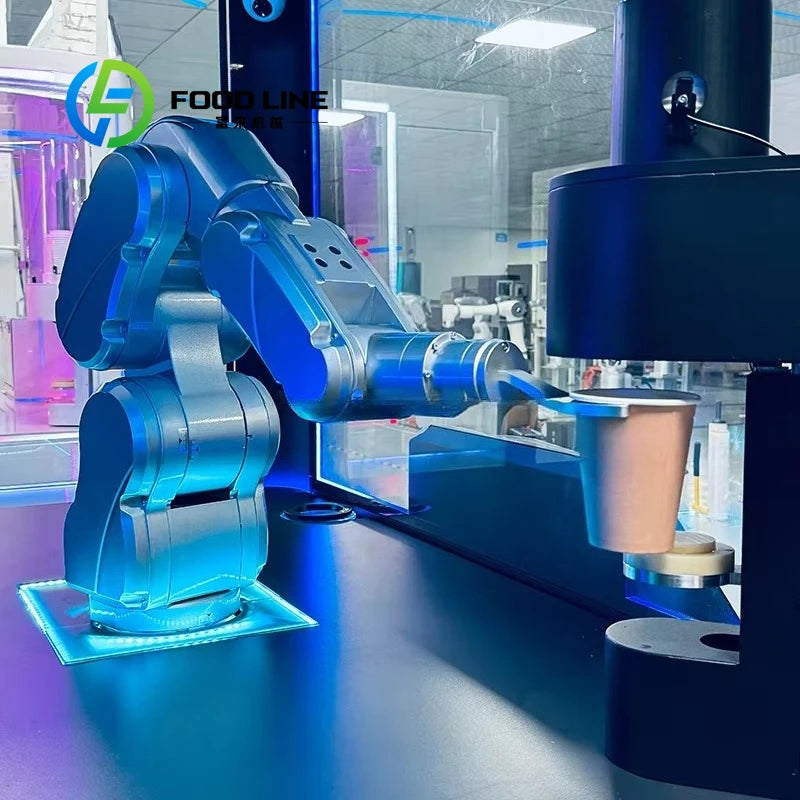 Custom Fresh Ground Coffee Bean Healthy Automatic Robot Coffee Vending Machine Credit Card Payment Metal Construction  Function
