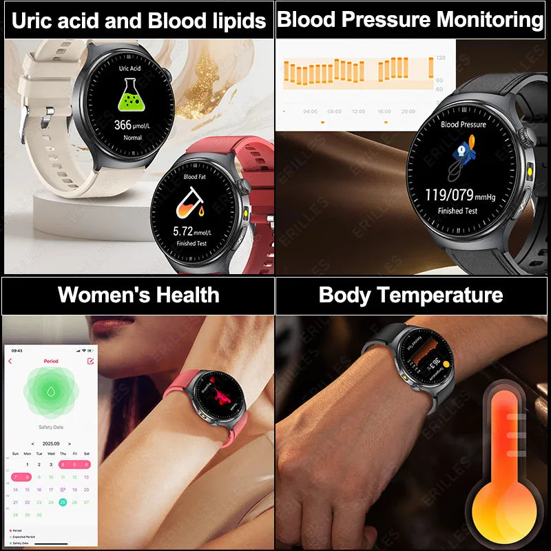 2026 New Health Sport ECG AI Diagnosis Smart Watches Men Heart Rate Blood Pressure IP68 Waterproof Smartwatches For Men Women