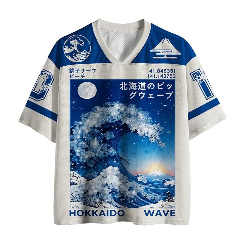 2026 New Summer Limited Edition Hokkaido Vacation 3D Printed Fashion and Leisure V-neck Parent Child T-shirt Large Size