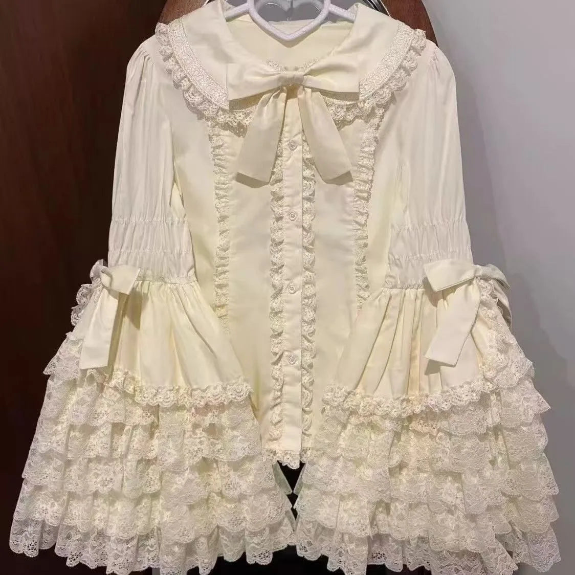 Lace Doll-Style Lolita Princess Sleeve Shirt, Long-Sleeved Versatile Top for Summer, Cute Lolita Inner Wear