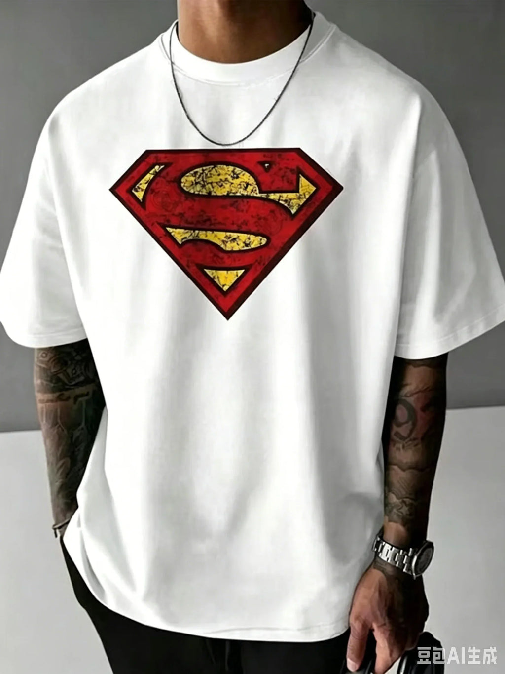 2026 Summer Hot Selling Fashion Limited Edition New Superman T-shirt Hip Hop Street Cotton Round Neck Sports T-shirt Large
