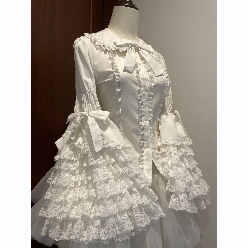 Lace Doll-Style Lolita Princess Sleeve Shirt, Long-Sleeved Versatile Top for Summer, Cute Lolita Inner Wear