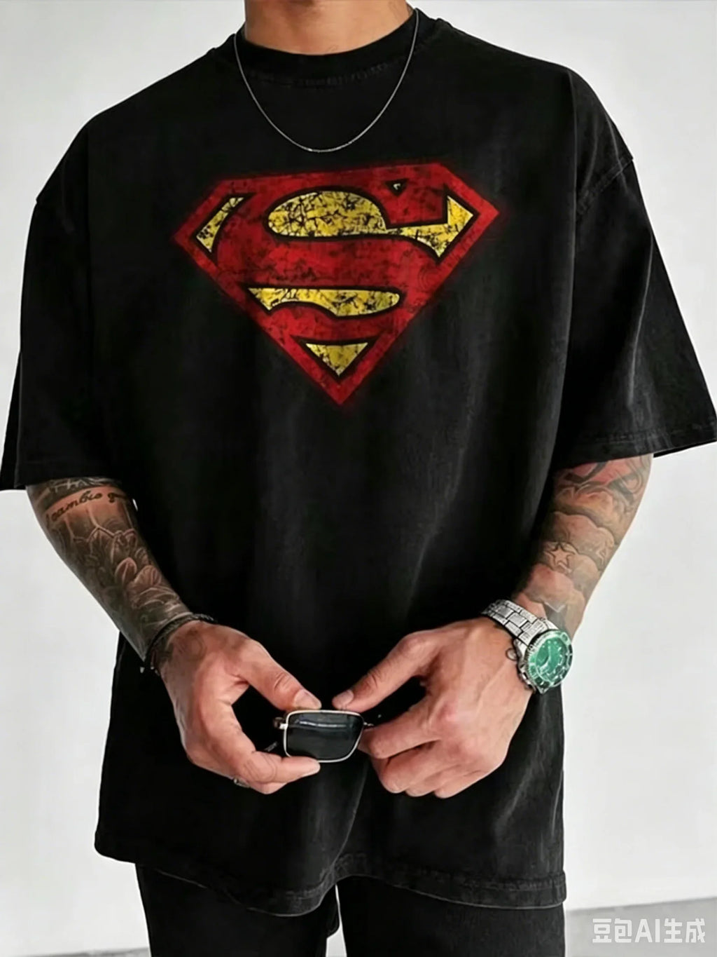 2026 Summer Hot Selling Fashion Limited Edition New Superman T-shirt Hip Hop Street Cotton Round Neck Sports T-shirt Large