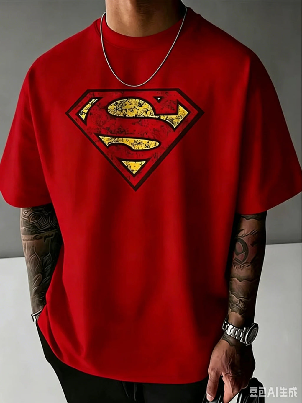 2026 Summer Hot Selling Fashion Limited Edition New Superman T-shirt Hip Hop Street Cotton Round Neck Sports T-shirt Large