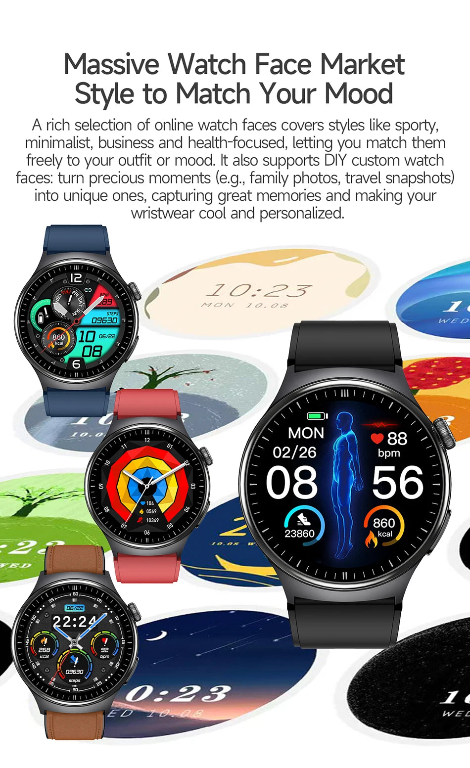 2026 Fashion New Expert level Health Smart Watch Men ECG+PPG Laser Monitor Uric Acid Blood Fat Blood Pressure HD Call Smartwatch